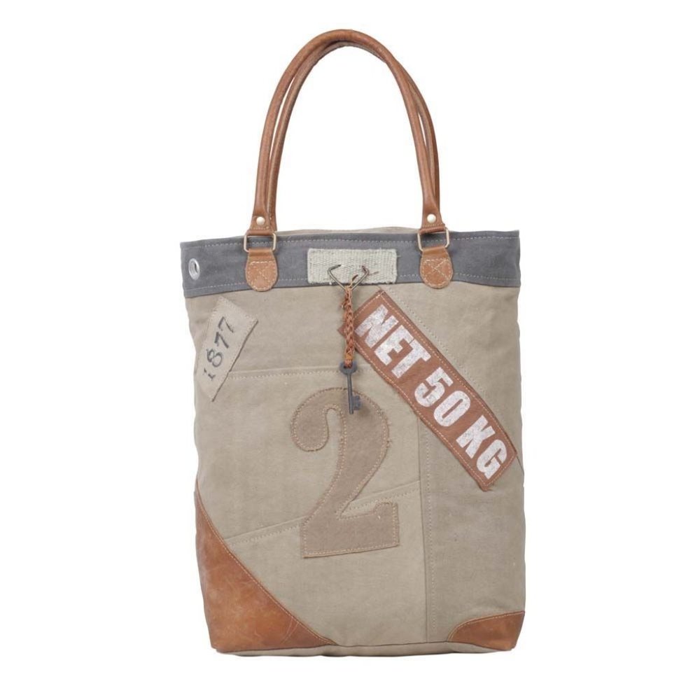 Myra Bag Handmade Quirky Tote Bag Upcycled Canvas & Cowhide Leather